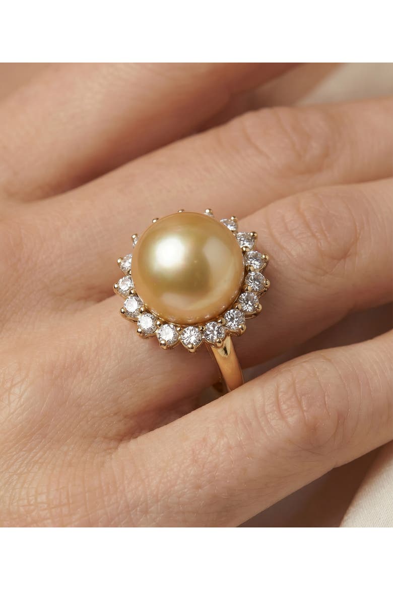 Golden Pearl & Diamond Sage Ring, Alternate, color, Yellow Gold