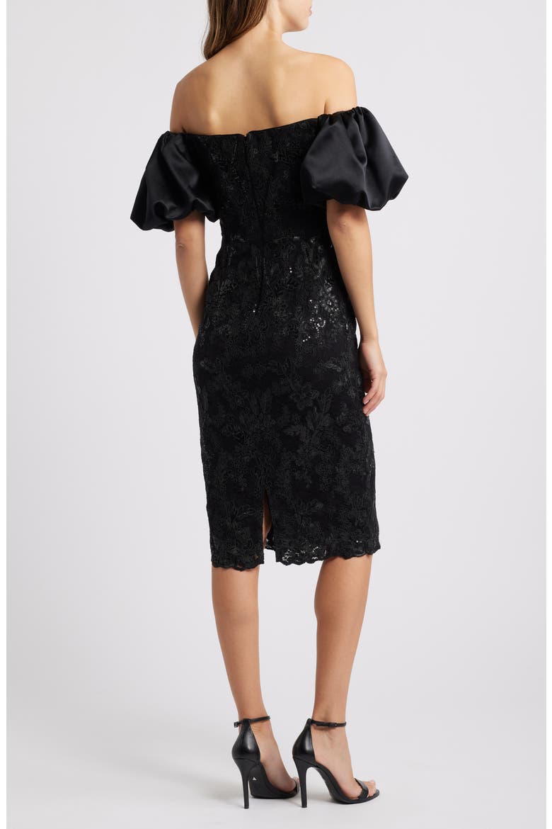 Off the Shoulder Sequin Cocktail Dress, Alternate, color, BLACK