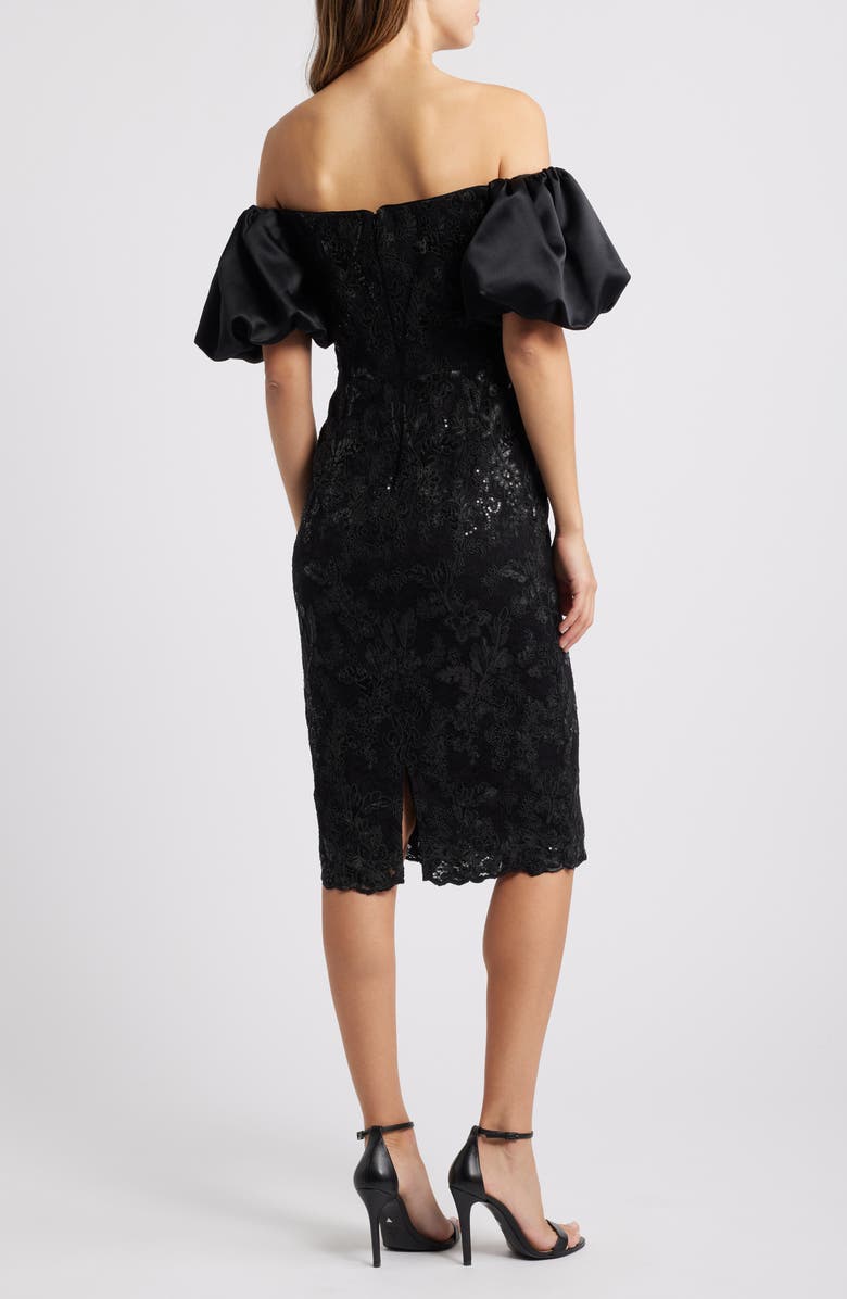 Eliza J Off the Shoulder Sequin Cocktail Dress, Alternate, color, 