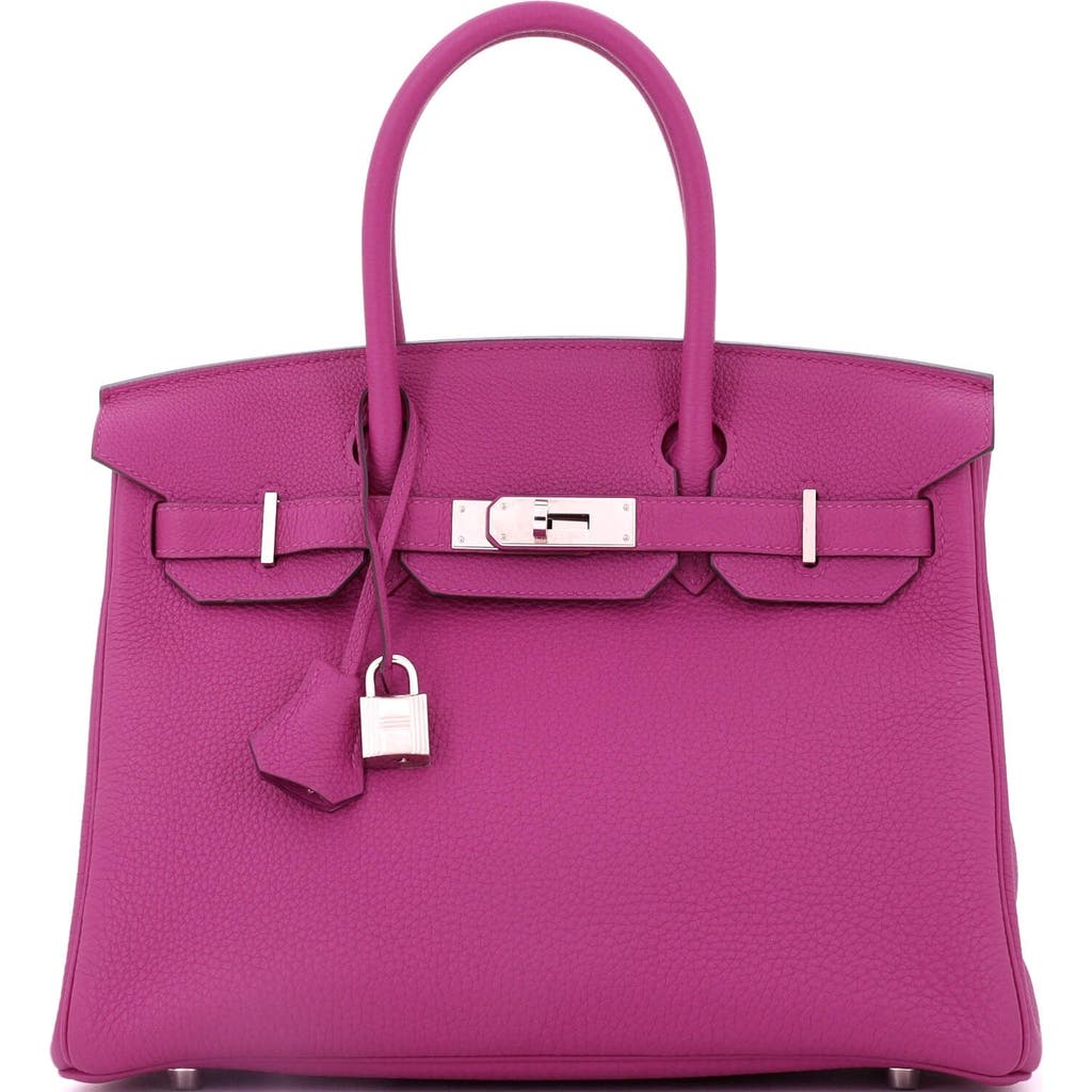 Pre-owned Hermes Hermes Birkin Handbag Pink Clemence With Palladium Hardware 30 In Purple