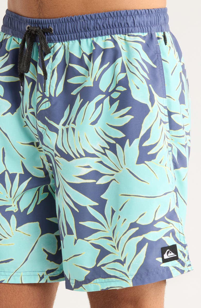 Quiksilver Everyday 17" Trippin' Palm Water Repellent Swim Trunks, Alternate, color, Graystone