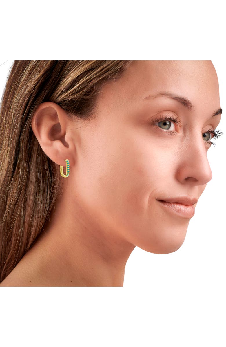 Donatello Gian Turquoise Striped Gold-Tone Hoop Earrings, Alternate, color, Gold