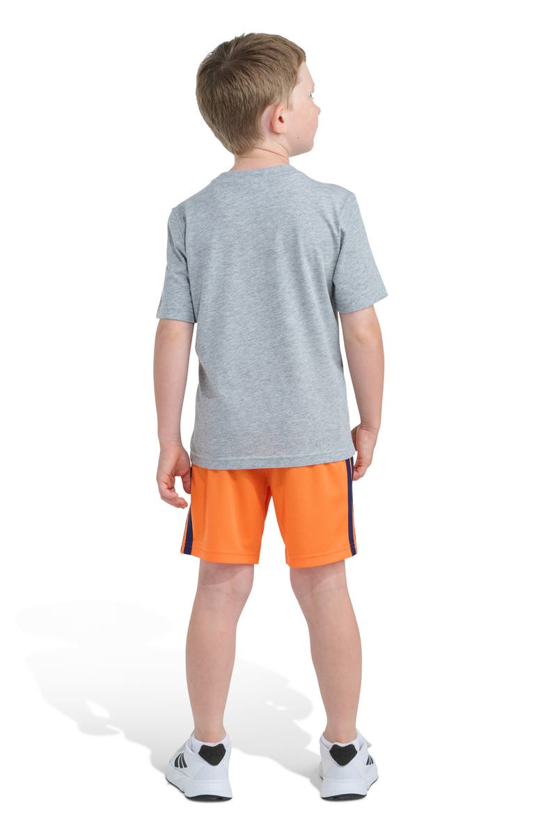 adidas Kids' Graphic Print T-Shirt & Shorts Set, Alternate, color, Grey With Orange