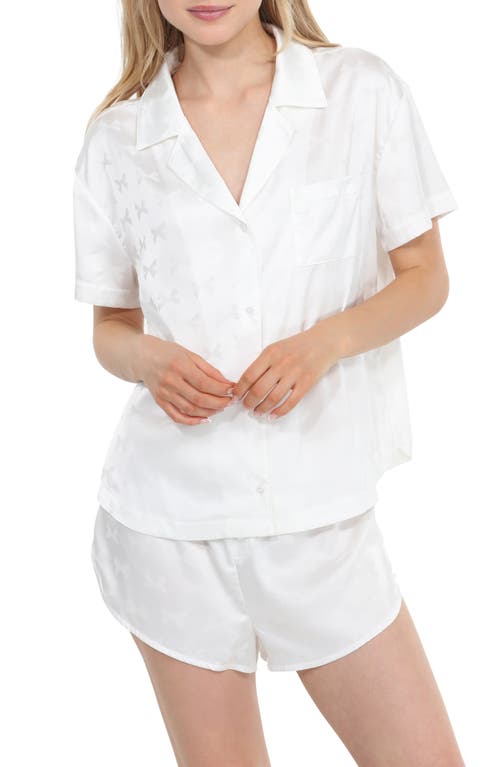 Honeydew Forever Mine Bow Jacquard Satin Shortie Pajamas In White
