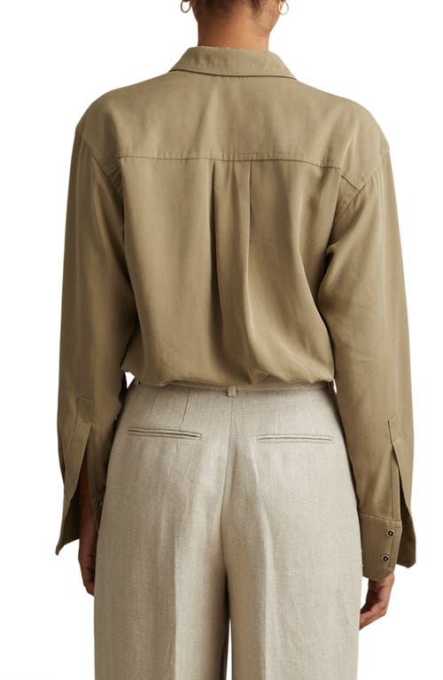 Reiss Khaki Lyocell Button-through Shirt In Khaki