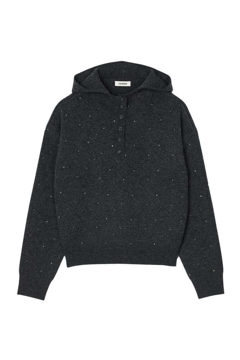 Rhinestone hooded sweater, Alternate, color, Dark grey