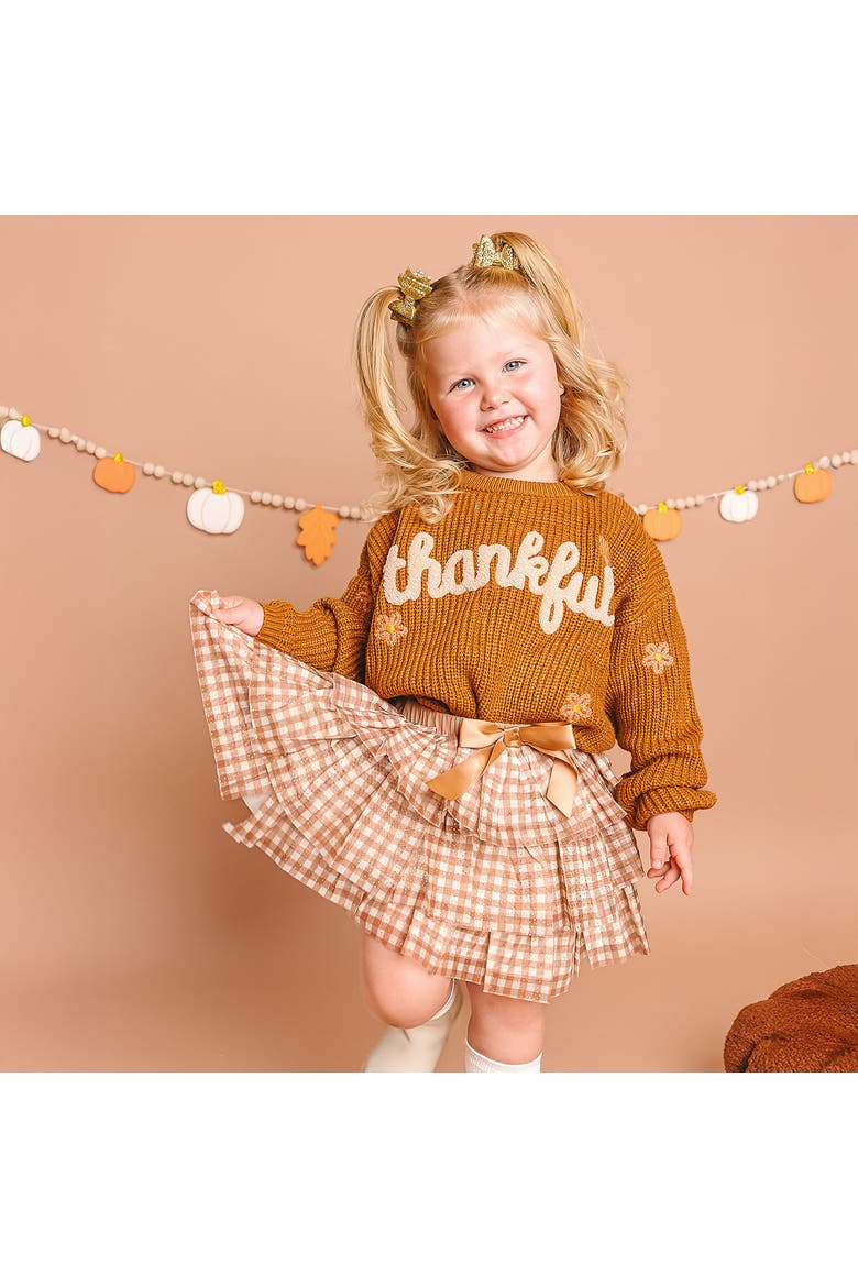 Thankful Thanksgiving Knit Sweater, Alternate, color, Rust
