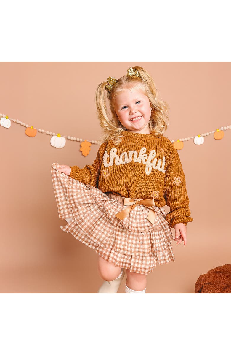 Sweet Wink Thankful Thanksgiving Knit Sweater, Alternate, color, Rust