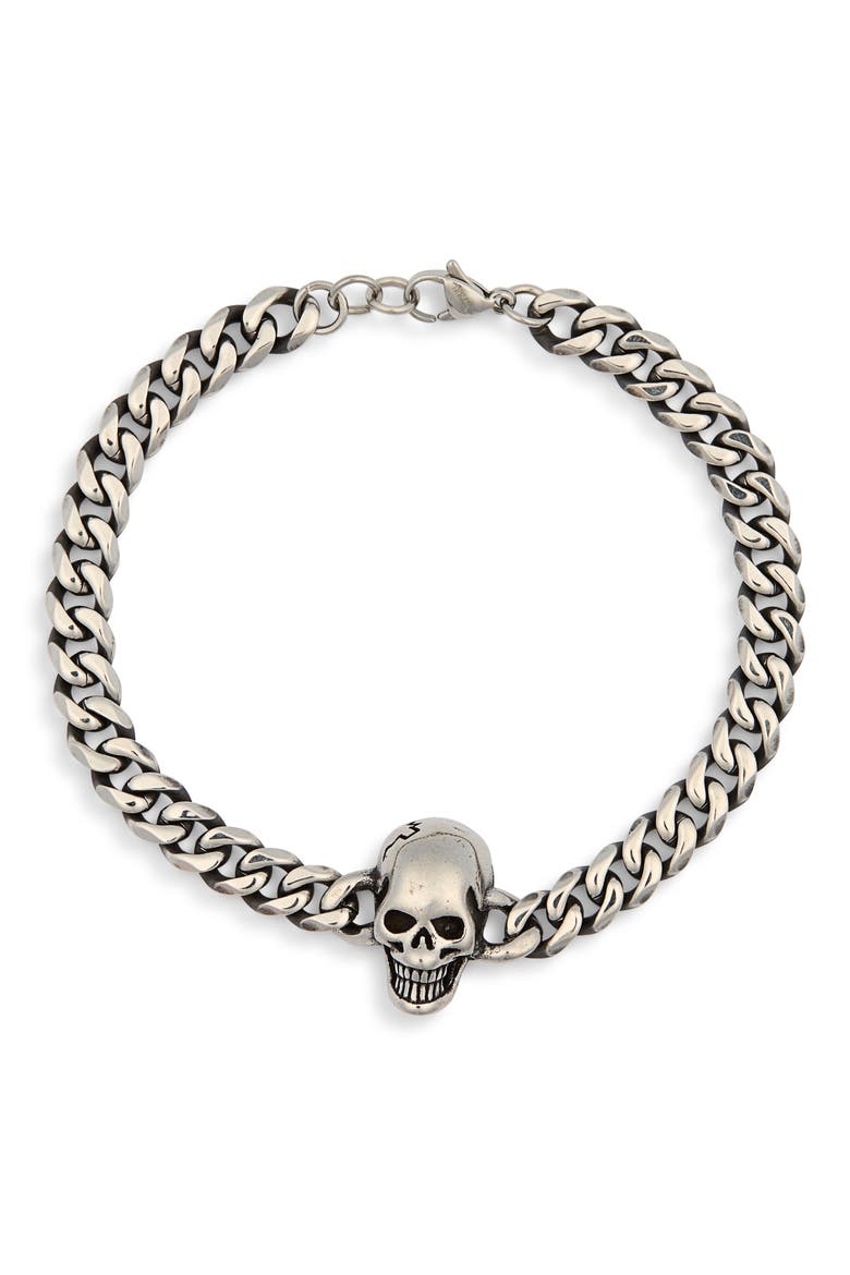 Noah Skull Chain Bracelet, Main, color, SILVER