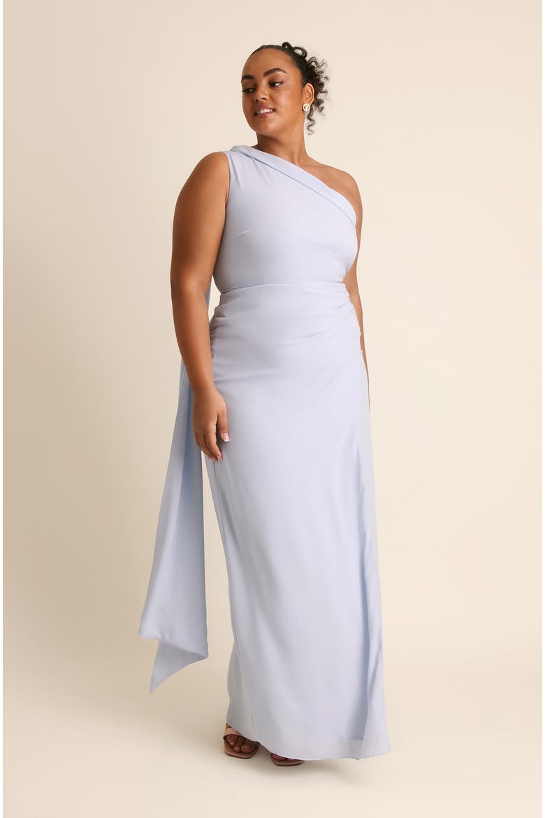 One Shoulder Chiffon Bridesmaid Dress, Alternate, color, Pale Blue