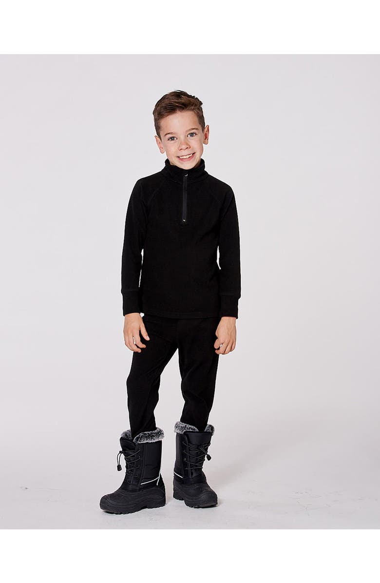 Deux par Deux Kids Gender Inclusive Two-Piece Thermal Underwear Set, Main, color, Black