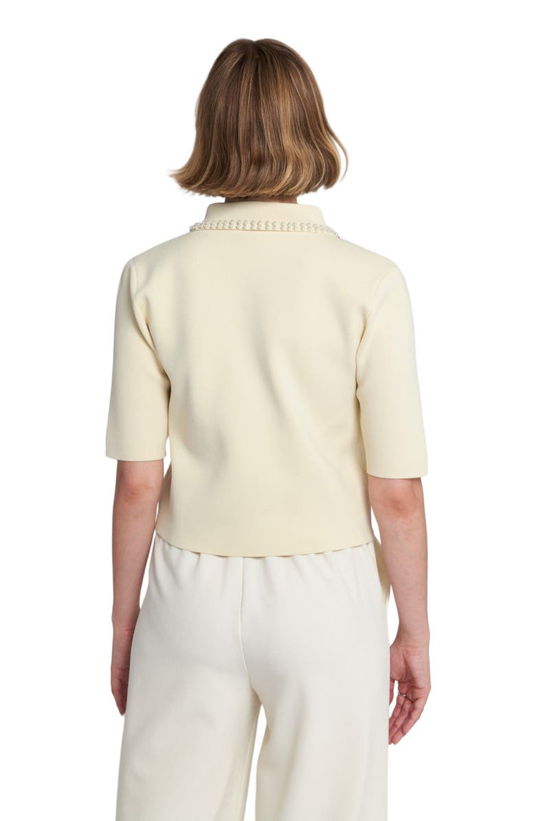 ELLE Collection Embellished Collar Knit Top Shawl Sweater, Alternate, color, Winter White