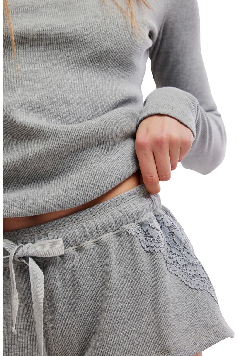Made You Blush Lace Detail Shorts, Alternate, color, HEATHER GREY