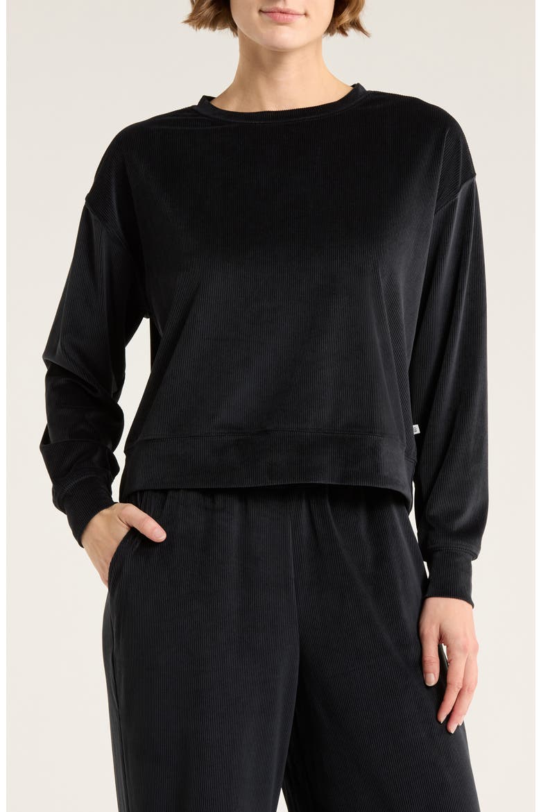 Stormi Crop Sweatshirt, Main, color, BLACK