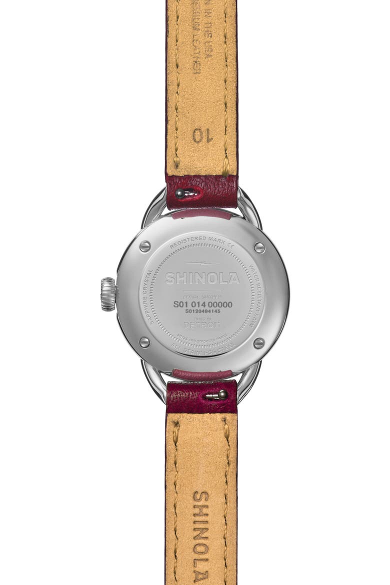 Runabout Mother of Pearl Leather Strap Watch, 25mm, Alternate, color, MOTHER OF PEARL/ RUBY