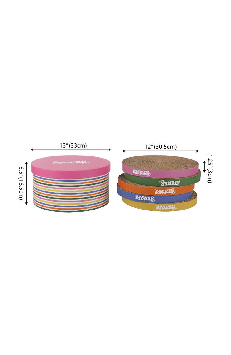 The Licker Store Kate Modern Patterned Cardboard Reversible Cat Scratcher Pad In Box with Catnip, Alternate, color, Multi