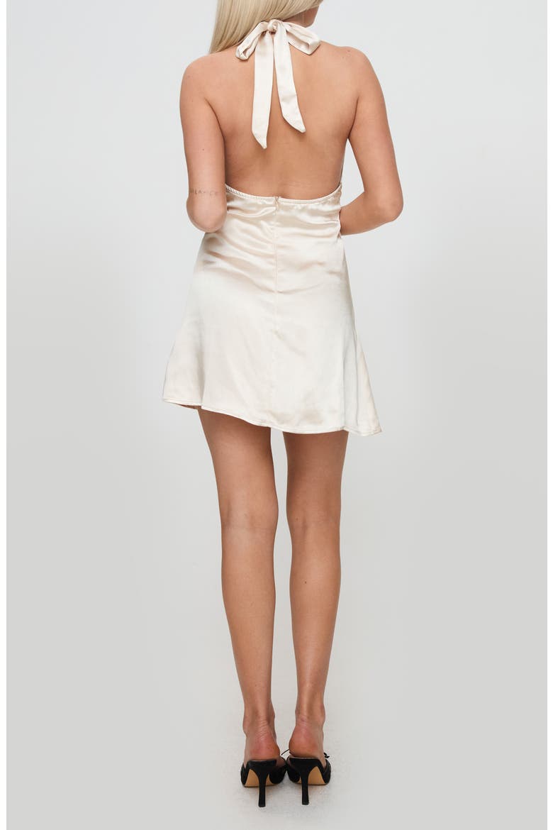 Lanier Satin Halter Minidress, Alternate, color, CHAMPAGNE