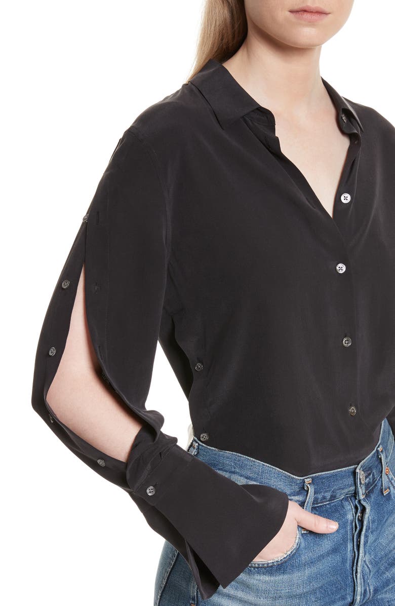 Equipment Rossi Button Detail Silk Shirt, Alternate, color, 