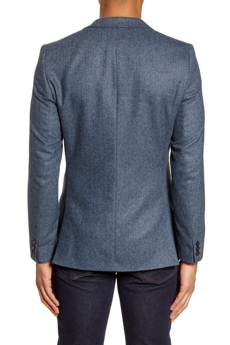 Athlead Slim Fit Herringbone Wool Blend Sport Coat, Alternate, color, BLUE