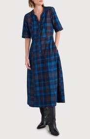 Seasalt Cornwall Wightwick Plaid Organic Cotton Denim Midi Dress