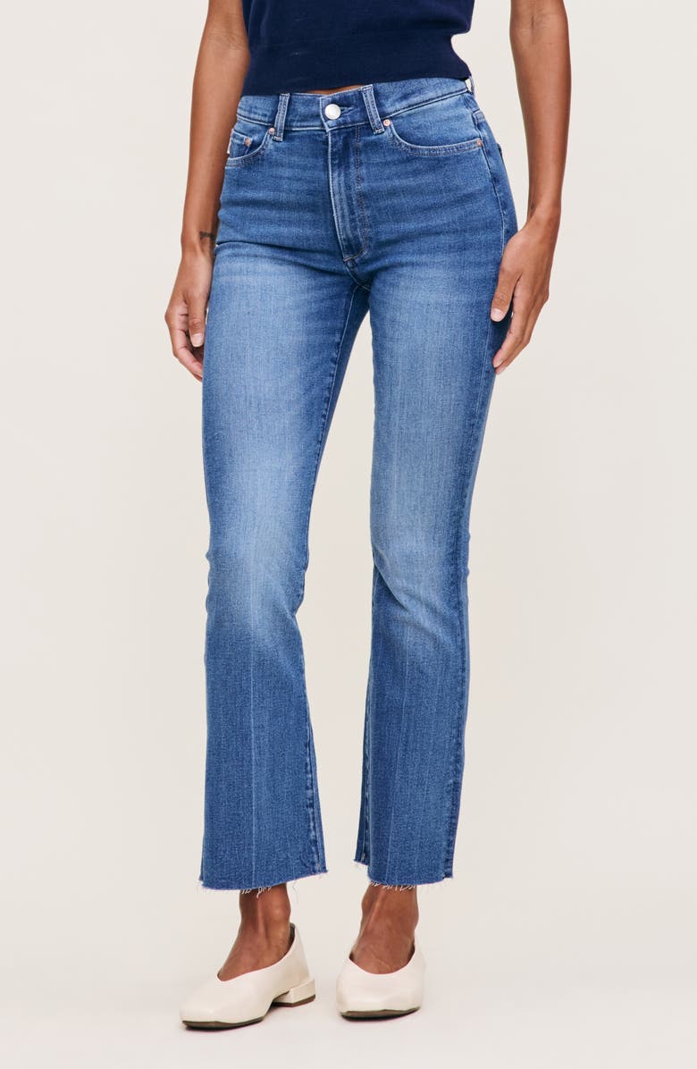 DL1961 Bridget Instasculpt High Waist Raw Hem Ankle Bootcut Jeans, Main, color, Palm Springs Dl Airbrushed