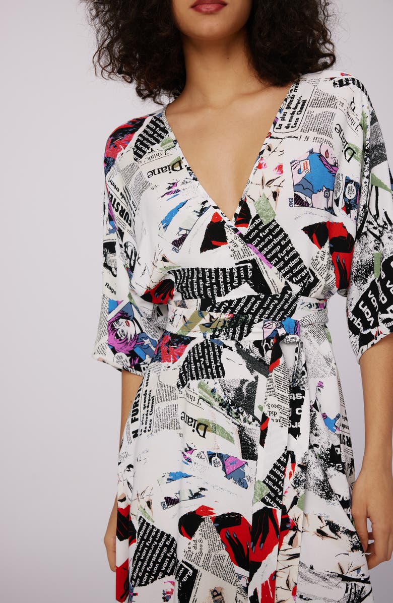 DVF Eloise Abstract Print Faux Wrap Dress, Alternate, color,
