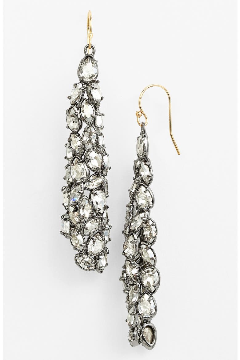 'Miss Havisham' Drop Earrings, Main, color, GUNMETAL/ MOONLIGHT