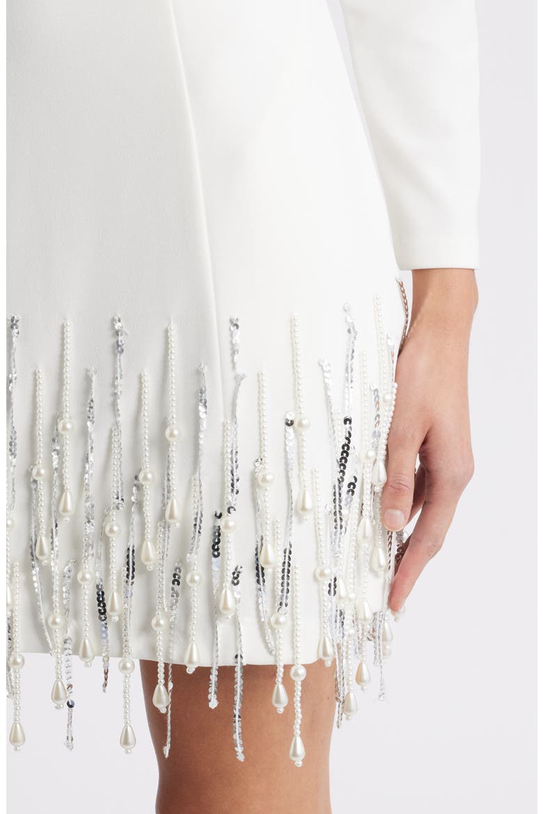 Sequin Tassel Long Sleeve Cocktail Dress, Alternate, color, IVORY
