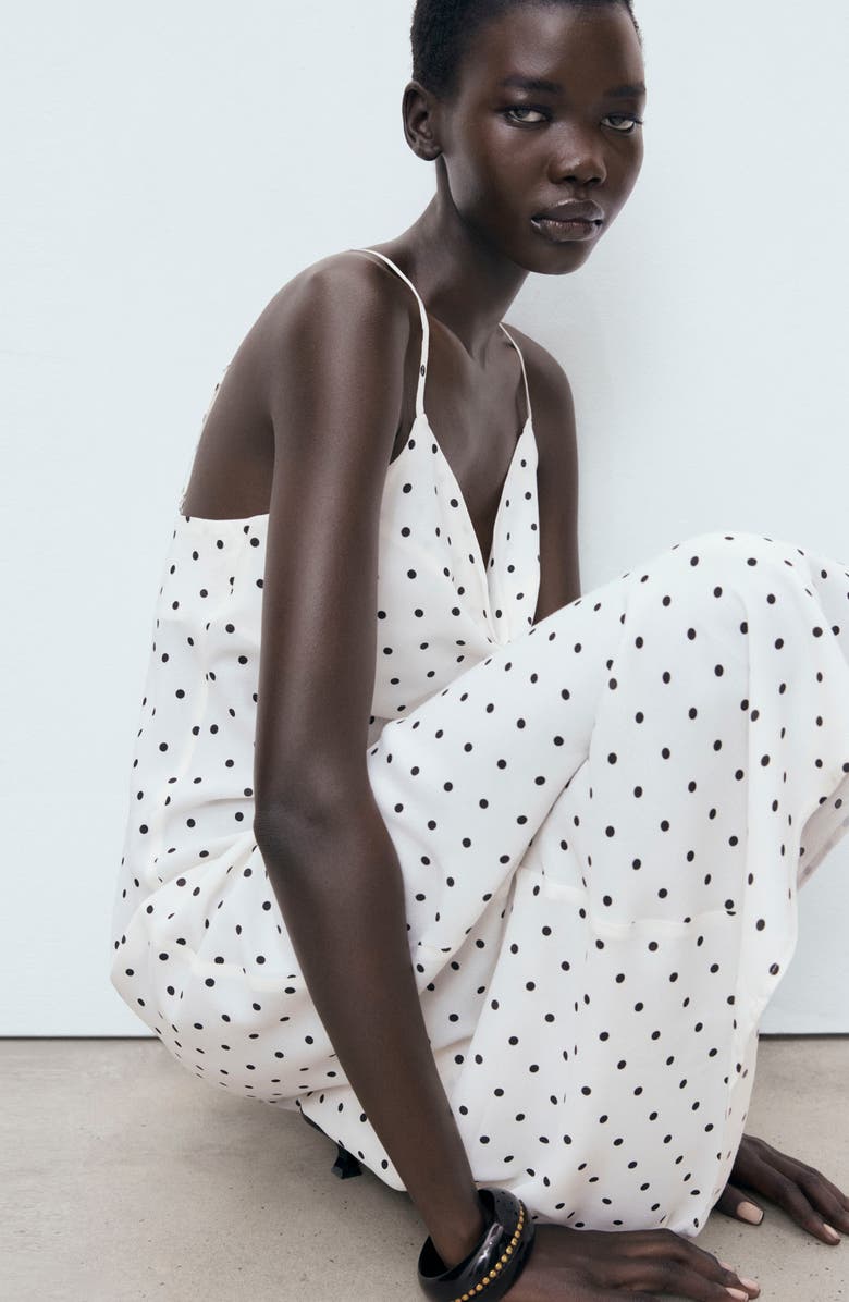 MANGO Kendal Print Cowl Neck Crepe Slipdress, Alternate, color, Off White