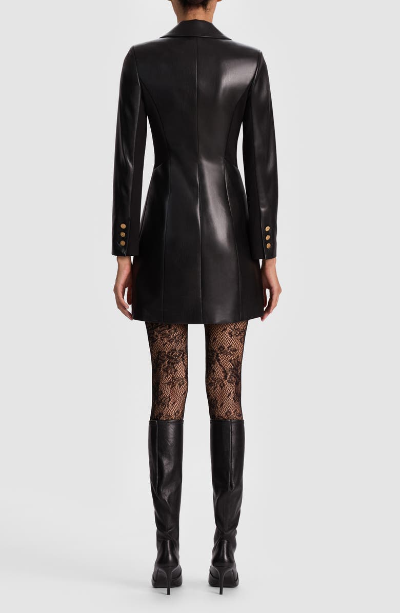 Alice + Olivia Michelle Long Sleeve Faux Leather Mini Blazer Dress, Alternate, color, Black