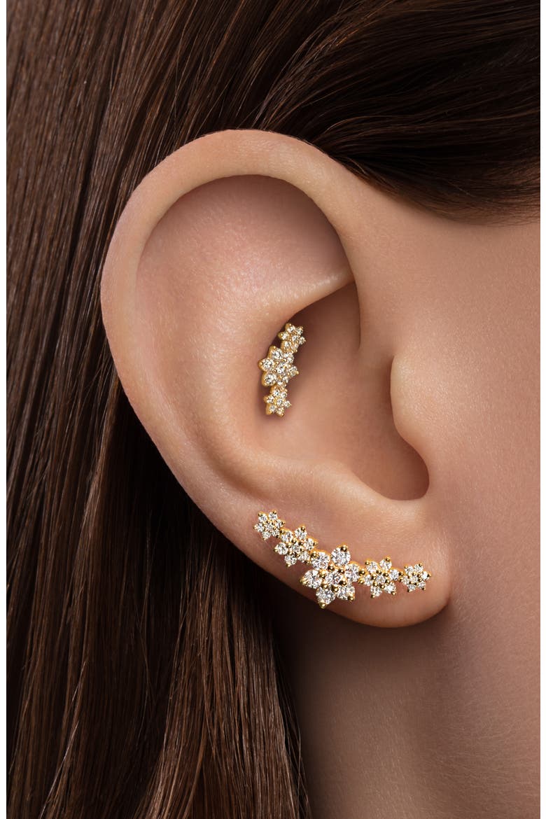 Diamond Flower Threaded Helix Stud Earring, Alternate, color, ROSE GOLD