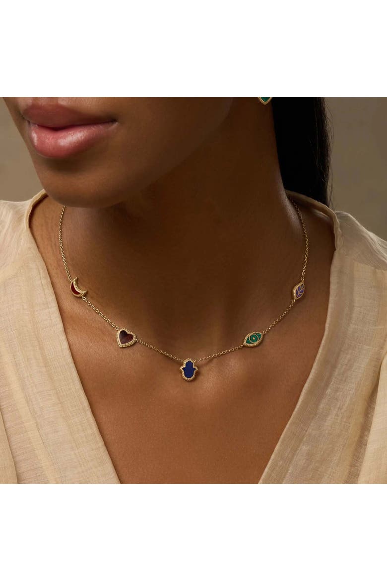 Sublime Beauty Multi-Symbol & Multi-Gemstone Necklace, Alternate, color, Gold/Multicolor