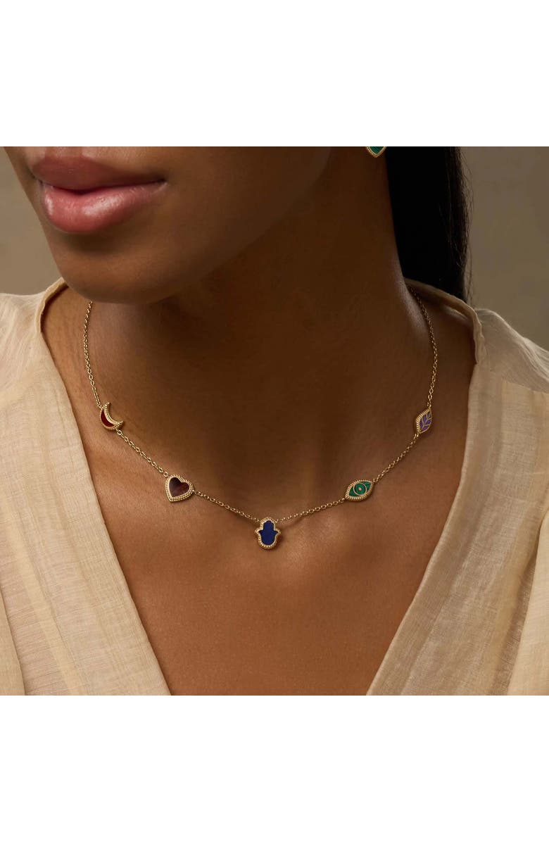 Karma and Luck Sublime Beauty Multi-Symbol & Multi-Gemstone Necklace, Alternate, color, Gold/Multicolor