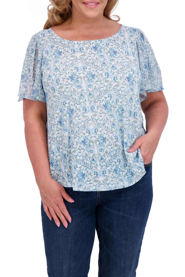 Flutter Sleeve Top, Main, color, CHAMBRAY MULTI