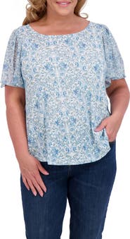 Lucky Brand Flutter Sleeve Top