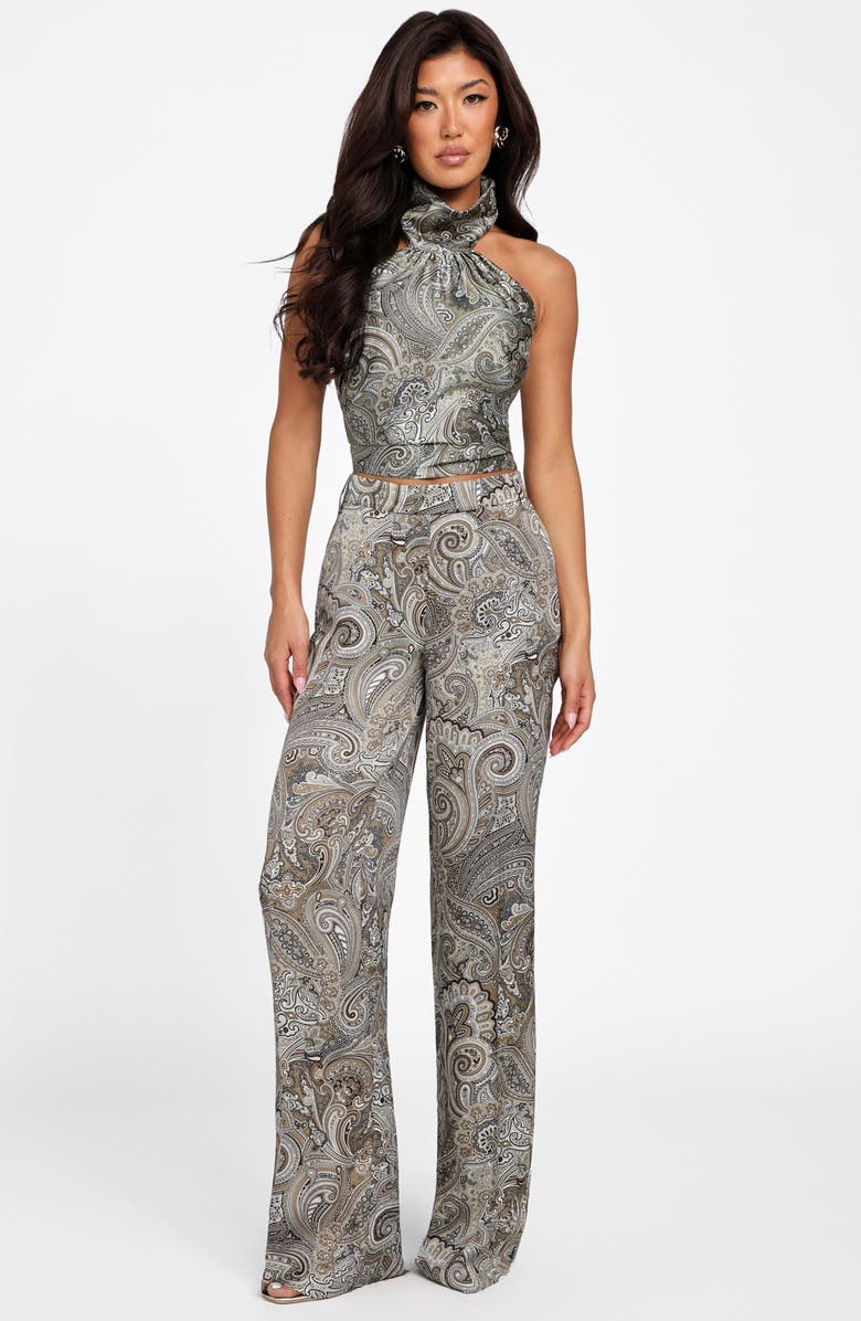 Marciano Treasure Paisley Halter Top, Alternate, color, Paisley Taupe Combo