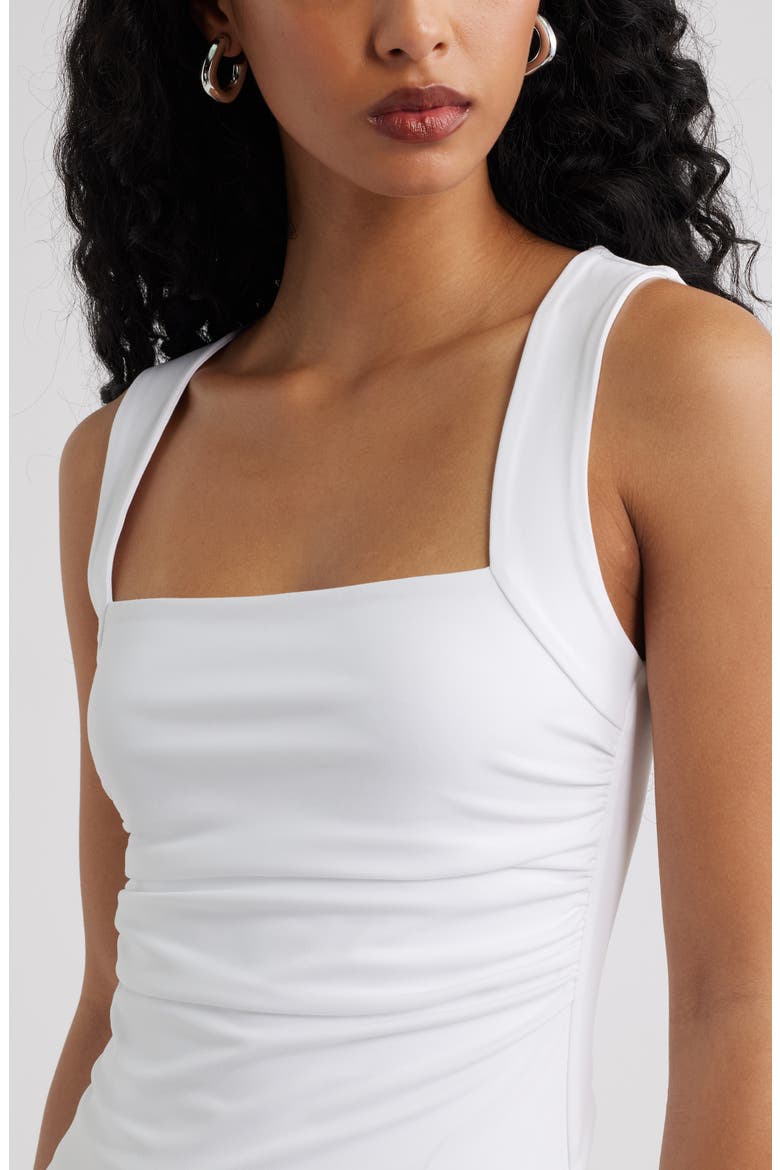 Ruched Square Neck Tank, Alternate, color, WHITE