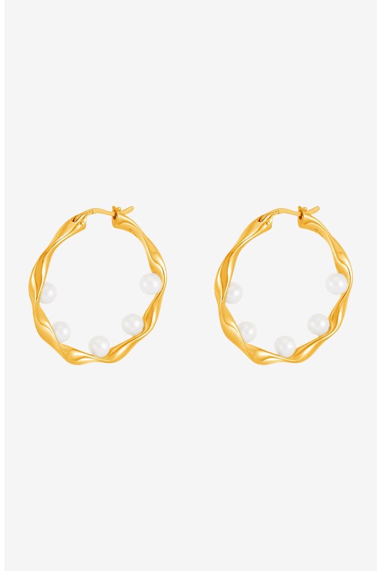 Waterfall Baroque Pearl Hoops, Main, color, Yellow Gold Vermeil