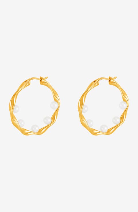 Waterfall Baroque Pearl Hoops