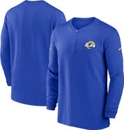 Nike Men's Nike  Royal Los Angeles Rams 2023 Sideline Performance Long Sleeve Tri-Blend Quarter-Zip Top