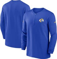 Nike Men's Nike  Royal Los Angeles Rams 2023 Sideline Performance Long Sleeve Tri-Blend Quarter-Zip Top