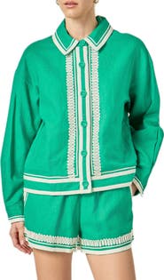 English Factory Embroidered Linen & Cotton Jacket