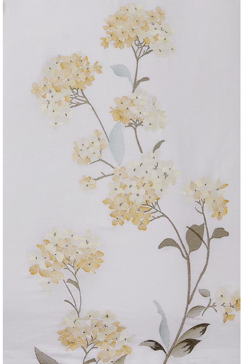 Golden Hydrangea Embroidered Duvet Set, Alternate, color, YELLOW/ WHITE