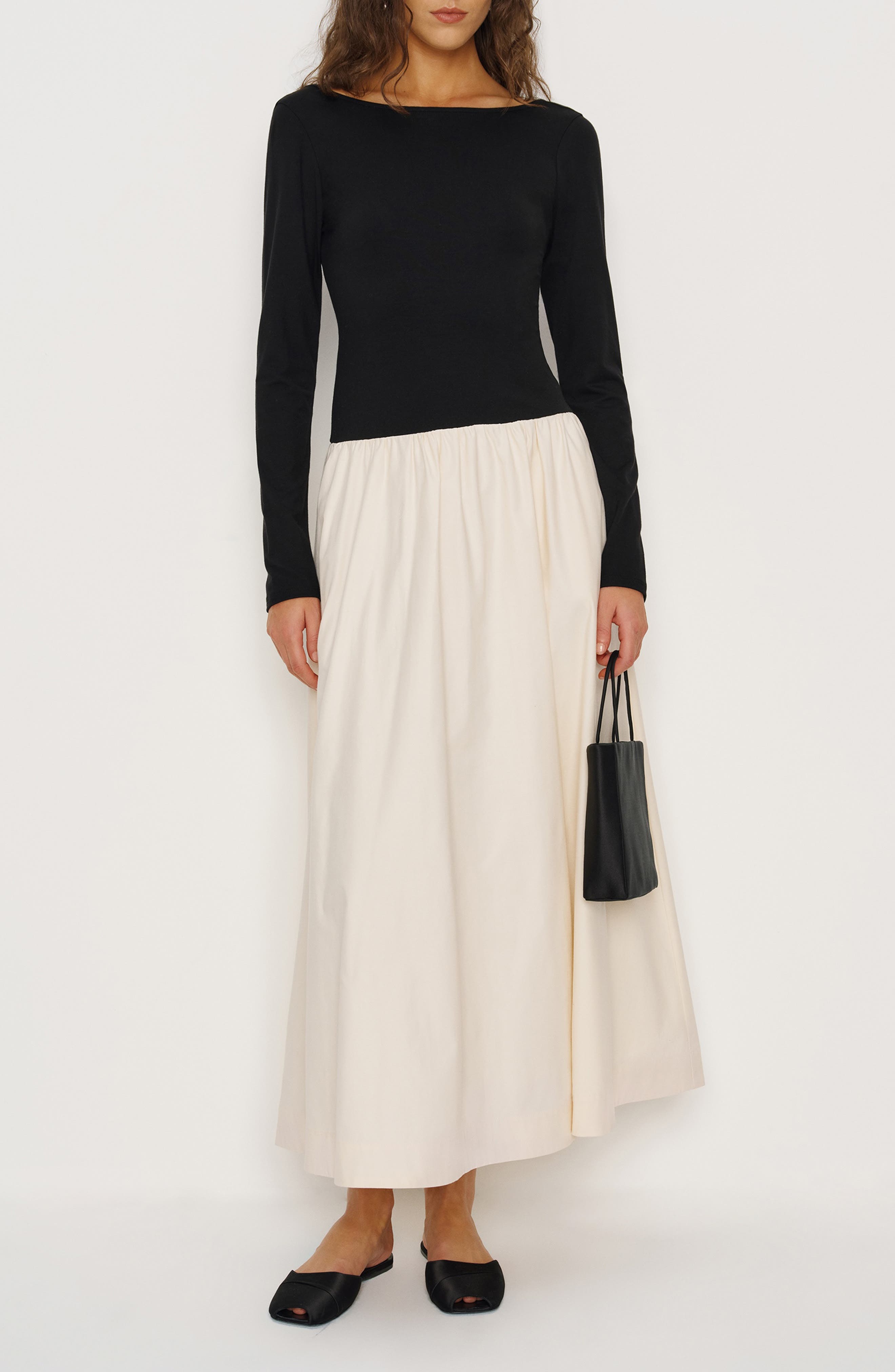 Abel Long Sleeve Mixed Media Maxi Dress