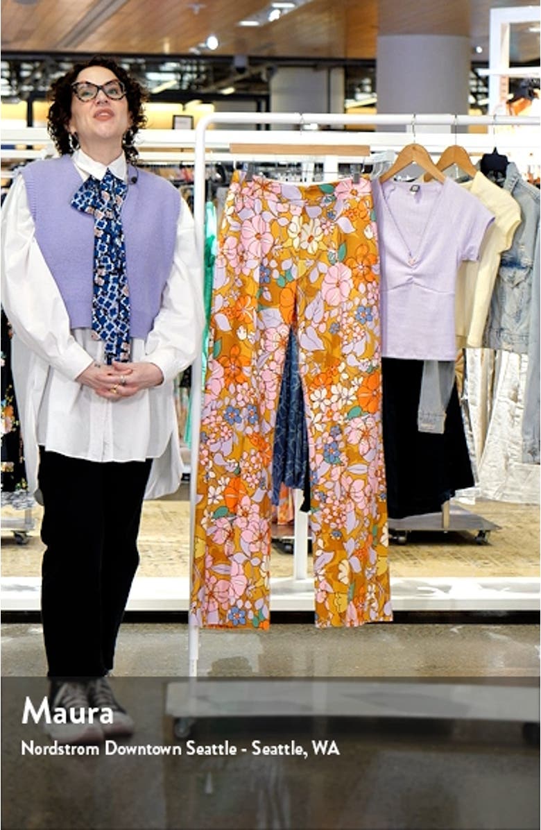 Floral Pin Tuck Wide Leg Pants, sales video thumbnail