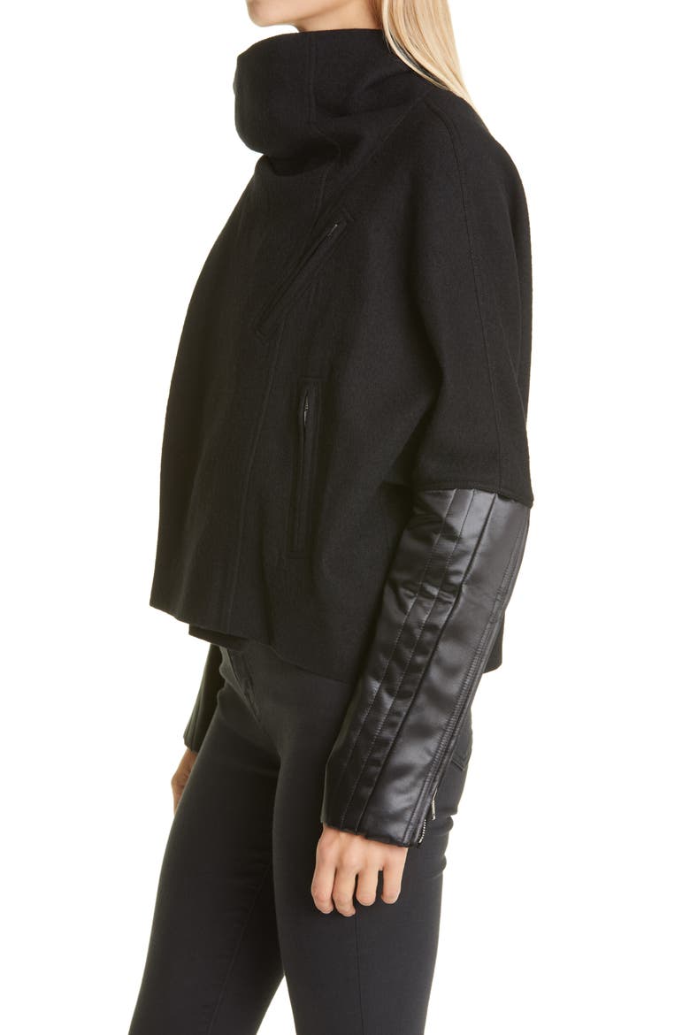 Mixed Media Jacket, Alternate, color, BLACK/ WHITE/ RUST/ NU BLU