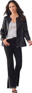 Roaman's Plus Size Studded Faux Leather Bomber