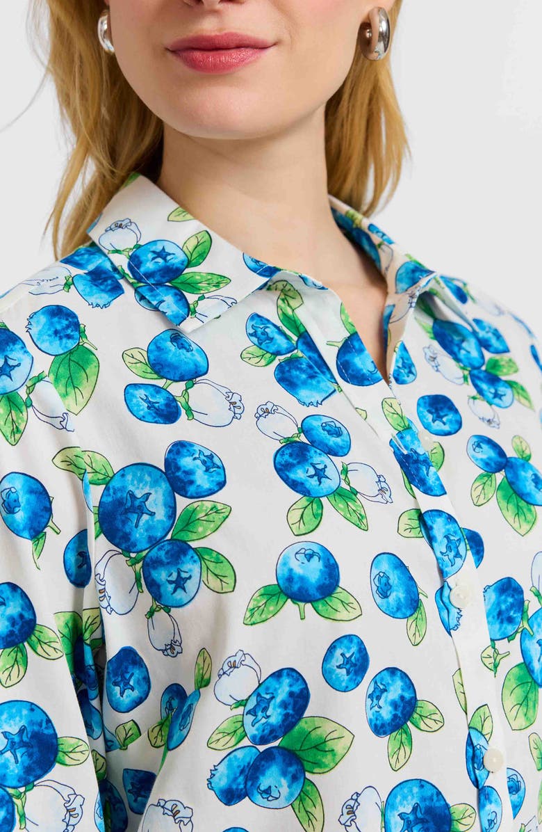 Foxcroft Hampton Print Button-Up Shirt, Alternate, color, Blue Multi