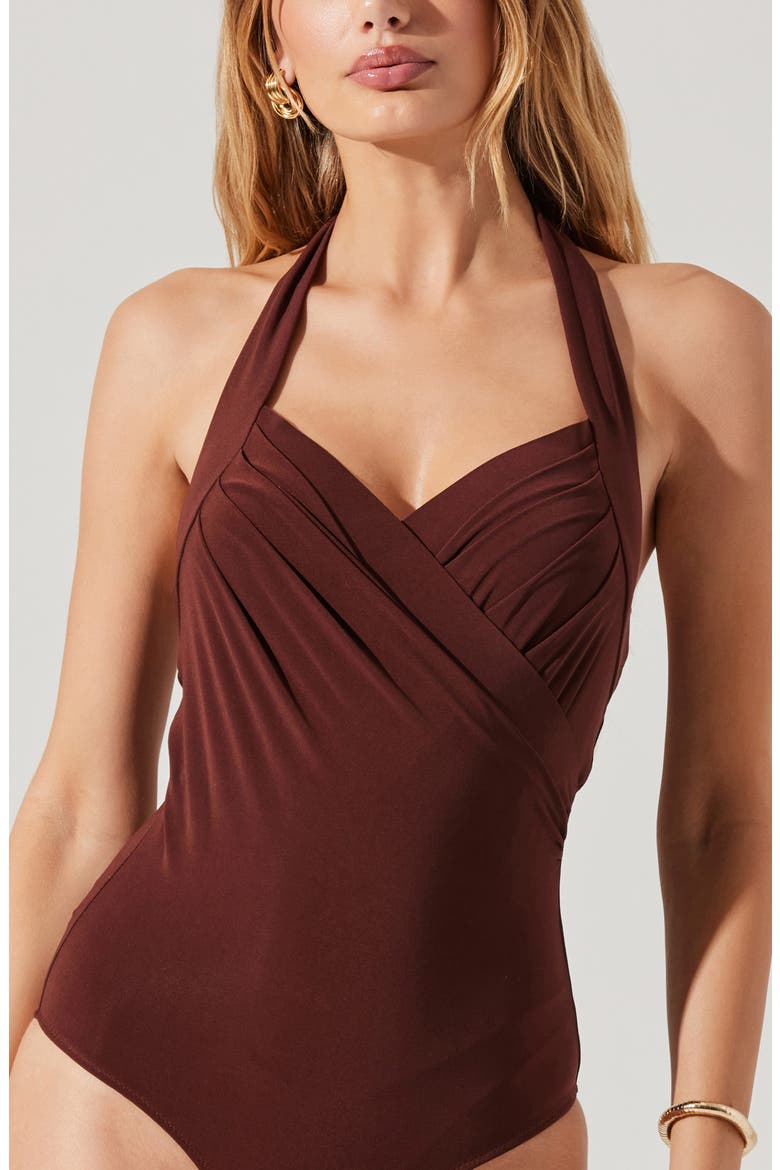 Dyanna Halter Bodysuit, Alternate, color, CHOCOLATE BROWN