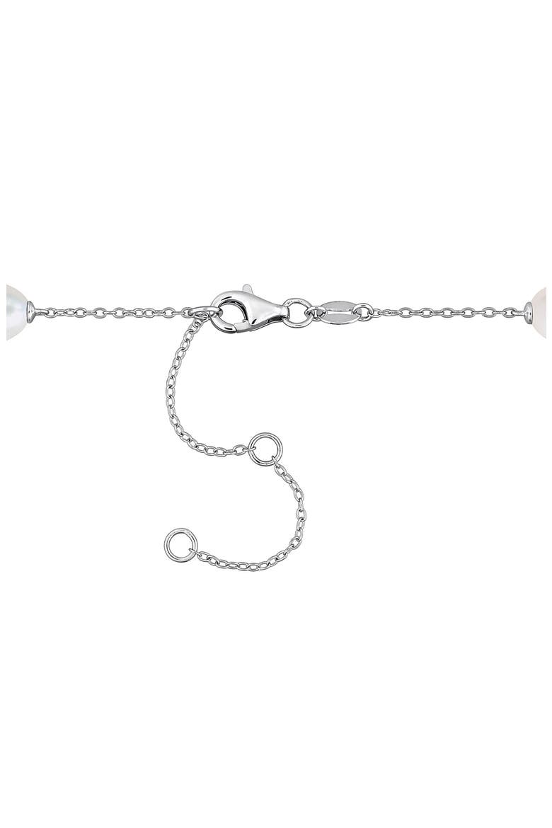 Sterling Silver Cultured Pearl and Blue Topaz Station Necklace, Alternate, color, BLUE